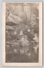 RPPC Real Photo 6 Children on Rocks Moxahala Ohio OH 1910 Zanesville Postcard picture
