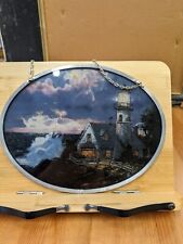 Vintage Painted Lighthouse Scene On Glass picture