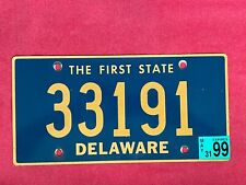 Vintage Delaware 5-digit License Plate with 1999 Expiration and Riveted Numbers picture