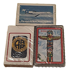 Alaska Vtg Souvenir Playing Cards Deck x3 Airlines Railroad Totem Pole SEALED picture