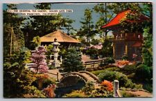 California San Francisco Oriental Tea Garden Golden Gate Park Linen VTG Postcard picture