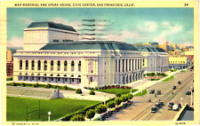 Vtg Postcard San Francisco War Memorial & Opera House Civic Center Old Cars 1940 picture