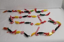 Vtg Christmas Candy Garland 7ft Striped Lifesavers Candy Cane Mid Century Modern picture