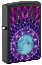 Zippo Glowing Zodiac Design Black Light Black Matte Windproof Lighter, 218-09... picture