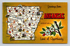 PictorialMap Attractions Greetings From Land of Opportunity Arkansas AR Postcard picture