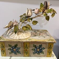 Antique Painted Flowers & Butterflies Italian Tole Candleholder picture