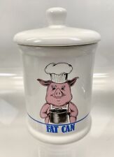 Vintage 1989 Ceramic Fat Can W/Pig Chef Bandwagon Inc. 6” Tall Canister Crock picture