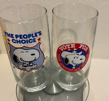 2 Anchor Hocking Vintage Peanuts Snoopy Drink Glasses Vote Beagl White House picture
