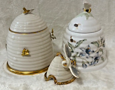 Set of 3 - LENOX - Bee Hive Honey Pots - Butterfly Meadow - Vintage to Modern picture