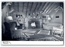 c1920's Water Valley Ranch Interior Fire Place Encampment Wyoming WY Postcard picture