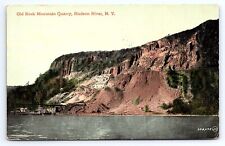 Postcard Old Rock Mountain Quarry Hudson River New York NY picture