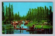Mexico City-Mexico, Gondolas on Lake Xochimilcan, Vintage Postcard picture