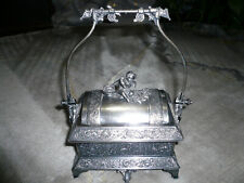 MIDDLETOWN SILVERPLATE UNIQUE ORNATE MECHANICAL FOOTED BOX CHERUB MID-LATE 19TH picture