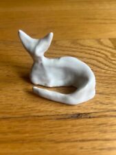 Small Handmade Ceramic Cat Figurine - one of a kind, White, 3