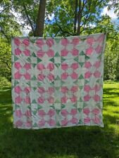 Antique Cutter Quilt Pink And Green Project Damaged For Repair 68
