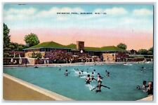 c1940's Bathing Scene, Swimming Pool Baraboo Wisconsin WI Vintage Postcard picture