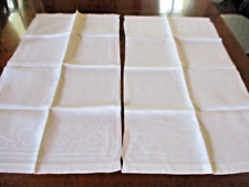 Pair of antique white damask hand towels w/ cutwork edge 30