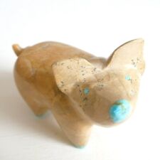 Native American Zuni Enrike Leekya Hand Carved Pig Fetish Unique Lovely Gift picture