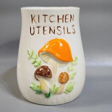 Vintage Mushroom Kitchen Utensils Holder Jar Ceramic White Retro picture