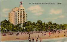 Miami Beach Florida FL The Tides Hotel Swimmers Sunbathers c1940s Postcard A96 picture