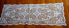 Antique 20s Italian Runner linen hand knotted darned net fillet Lace Sicilian picture