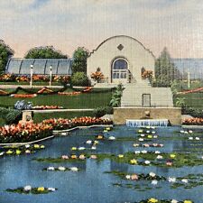 Postcard WI Milwaukee Sunken Garden in Mitchell Park E.C. Kropp Linen 1930-1945 picture