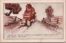 c1910s Comic Automobile Greetings Postcard 