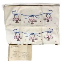 Set/2 1940s Embroidered Pillowcases Flower Baskets Bows 21x32” UNFINISHED picture
