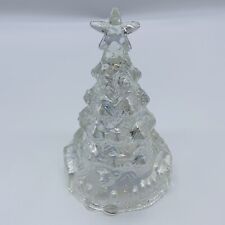 Vintage Studio Art Glass Clear Iridecent Christmas Tree 6”T 4”W picture