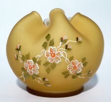 Hand Painted Fenton Rose Bowl Artist Signed Cased Art Glass picture