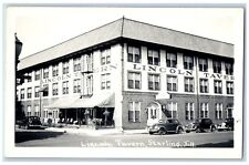 Sterling Illinois IL Postcard RPPC Photo Lincoln Tavern Building Cars c1940's picture