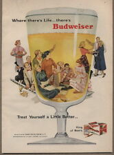 1956 Vintage Ad Budweiser Beer Adult Party Bud Cans picture