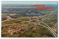 c1950's Aerial View Expressway Interchange Brighton Michigan MI Vintage Postcard picture