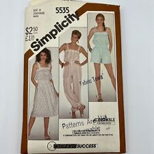 Simplicity Pattern Vintage #5535 Jumpsuit Romper Sun Dress Size O 12 14 16 80’s picture