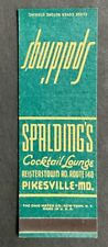 Vintage Spaldings Cocktail Lounge Pikesville Maryland Matchbook Cover picture