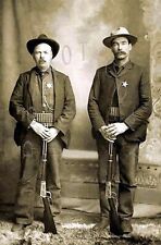 Antique Repro Photo Print 2 Cowboy Sheriff Marshal Rangers w/ Winchester Rifles picture