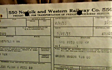 JANUARY 27, 1933...  NORFOLK & WESTERN RAILWAY CO. ORIGINAL FREIGHT BILL picture