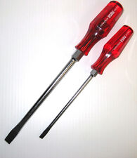 Rare Vintage Set of 2 USAG 326E F1 Screwdrivers Clear Red Handle Flat Bl. ~Italy picture