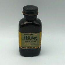 Rare Vintage OILDAG Paper Label Empty Brown Bottle Graphite Oil Advertising  R7  picture