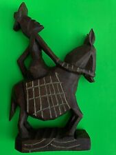 Vintage Hand Carved Wooden Man on Horse or Donkey picture