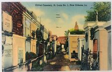 Vintage New Orleans Louisiana LA St. Louis #1 Oldest Cemetery Linen Postcard  picture