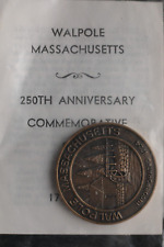 KAPPYSCOINS G8118 1724 1974 WALPOLE MA 02081 250th ANNIV BRONZE COIN MEDAL OGP picture