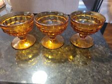 Vintage Amber Indiana Whitehall Colony Cubist Sherbet Glass Set Of Three 3.5
