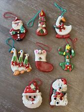 Vintage Lot of 7 Bread Dough Christmas Ornaments from Ecuador Holiday Santa  picture