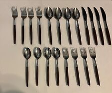 20 Pcs Pyramid Stainless Japan Flatware, Looks Like Canoe Muffin, Vintage MCM picture