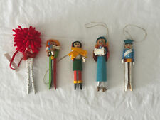 VTG Artisan Made Clothespin Doll Ornaments ~ Christmas Themed Collectible RARE picture