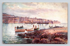 c1910 Malta Grand Harbor Boats Raphael Tuck's Oilette Postcard picture