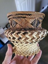 Tarahumara Handwoven Basket Vintage Handcrafted Natural Woven Boho Decor 4.5