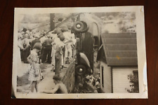VINTAGE 1930'S PHOTO OF CAR ACCIDENT WITH A CROWD FALLING CAR picture