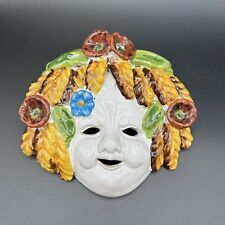 Vintage Italian Majolica Pottery Bacchus  Face Mask, Hand made,  picture